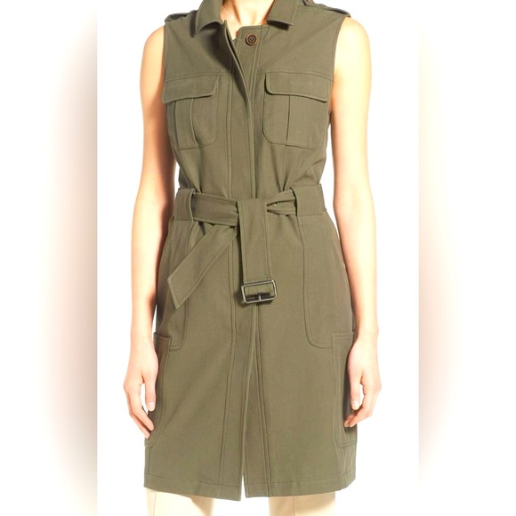 OLIVIA PALERMO + CHELSEA 28 Sleeveless Long Military Vest/Trench - Size S - EUC - Picture 1 of 8